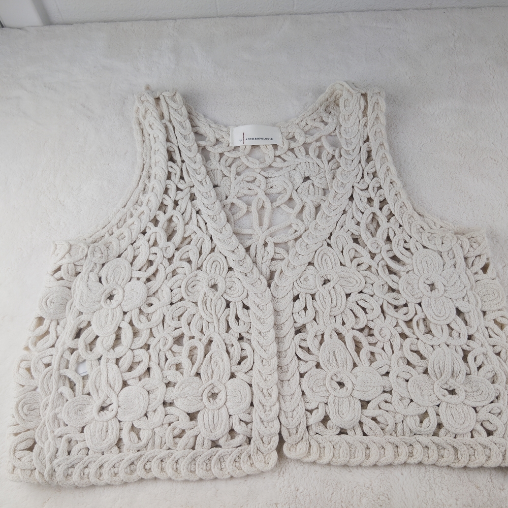 Anthropologie Cream Crochet Knit